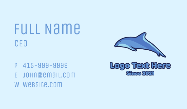 Blue Diving Dolphin Business Card Design Image Preview