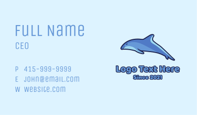 Blue Diving Dolphin Business Card Image Preview
