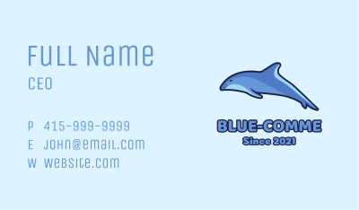 Blue Diving Dolphin Business Card Image Preview