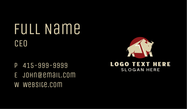 Wild Bull Bison Business Card Design Image Preview