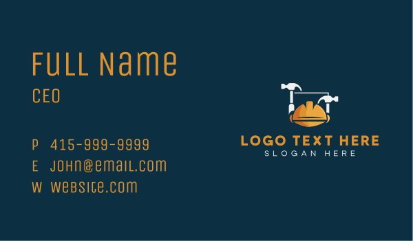 Hammer Hard Hat Construction Business Card Design Image Preview