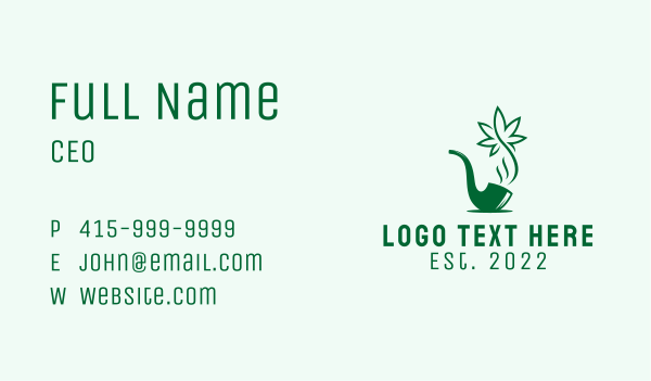 Green Pipe Marijuana  Business Card Design Image Preview