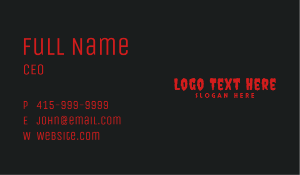 Horror Blood Wordmark  Business Card Design Image Preview