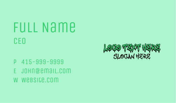 Green Graffiti Wordmark Business Card Design Image Preview