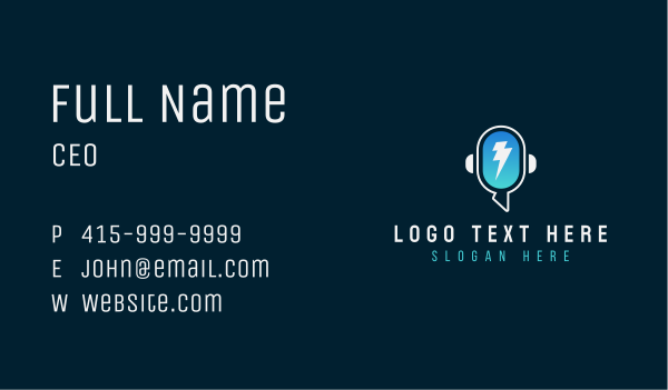 Flash Lightning Podcast Mic Business Card Design Image Preview