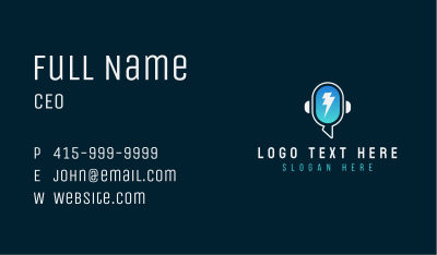 Flash Lightning Podcast Mic Business Card Image Preview