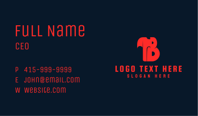 Red Hammer Letter B Business Card Image Preview