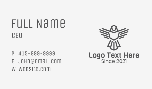 Grey Eagle Shield Business Card Design Image Preview