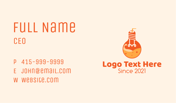 Light Bulb Juice Business Card Design Image Preview