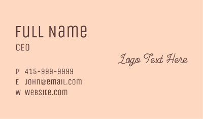 Brown Cursive Wordmark Business Card Image Preview