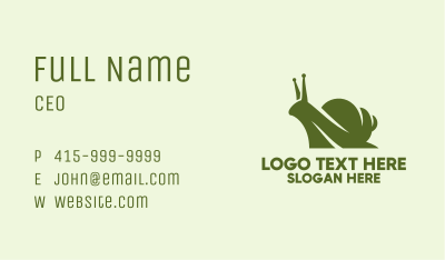 Green Silhouette Snail  Business Card
