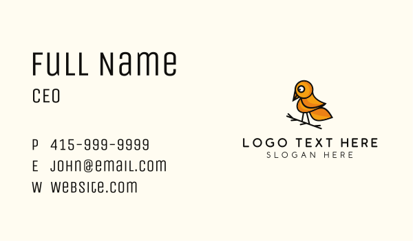 Yellow Sparrow Outline Business Card Design Image Preview