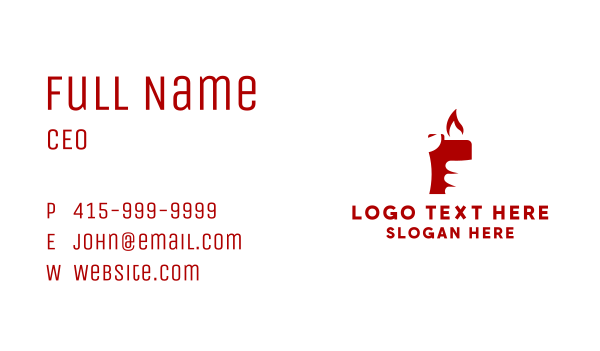 Red Lighter Hand Business Card Design Image Preview