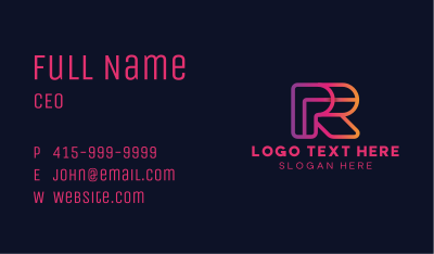 Creative Monoline Letter R  Business Card Image Preview