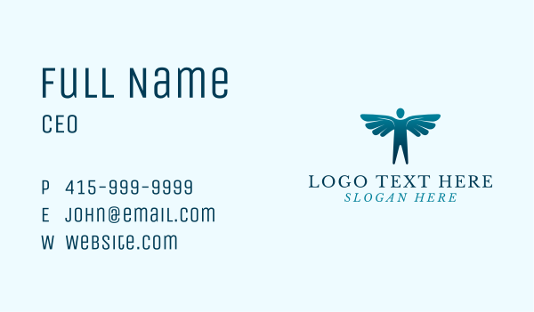 Winged Man Silhouette Business Card Design Image Preview