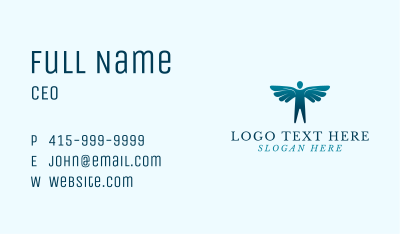 Winged Man Silhouette Business Card Image Preview