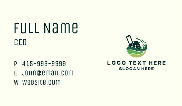 Grass Lawn Mower Business Card Design Image Preview