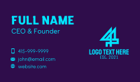 Neon Blue Number 44 Business Card Image Preview