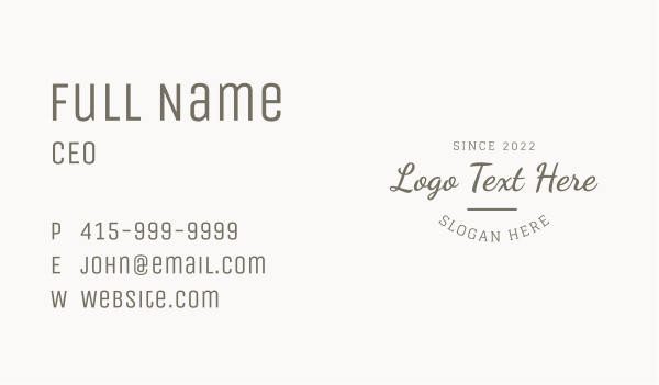 Simple Script Wordmark Business Card Design Image Preview