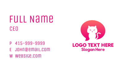 Pink Cat Chat Business Card Image Preview