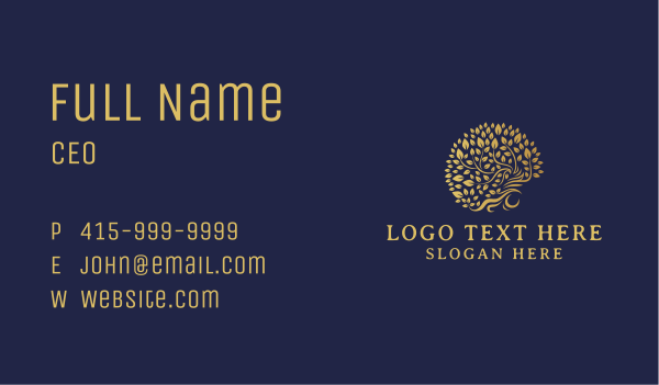Gold Eco Tree  Business Card Design Image Preview