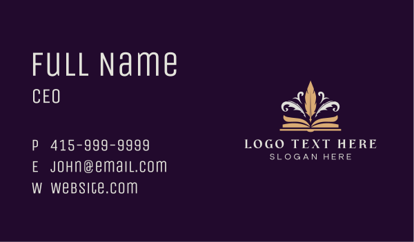 Feather Quill Pen Book Business Card Design Image Preview