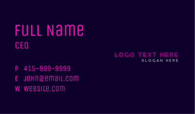 Pink Neon Wordmark Business Card Image Preview