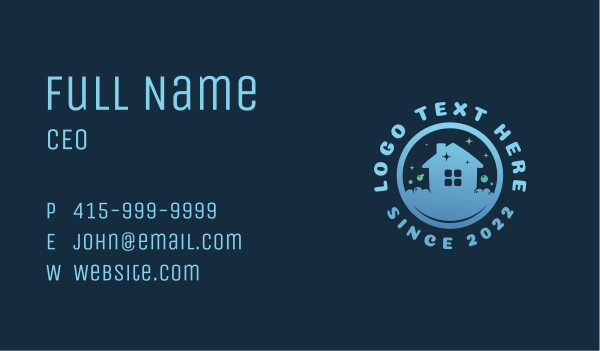 Blue Cleaning House Bubbles Business Card Design Image Preview
