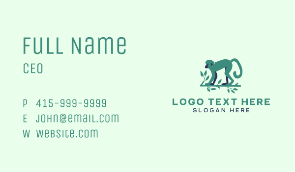 Monkey Tree Branch Business Card Design Image Preview