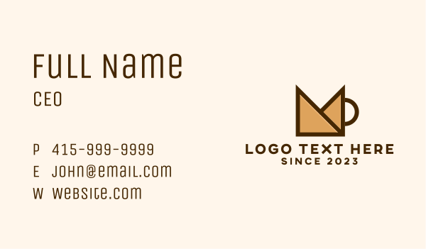 Geometric Letter M Cup Business Card Design Image Preview