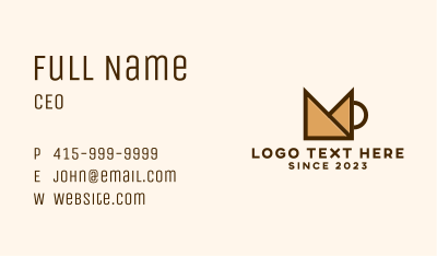 Geometric Letter M Cup Business Card Image Preview