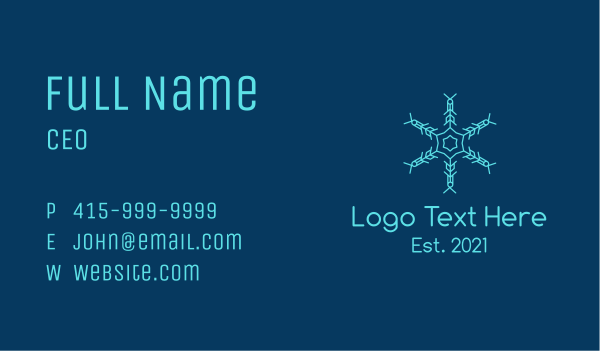 Blue Snowflake Pattern Business Card Design Image Preview