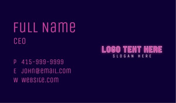 Pink Cyber Neon  Business Card Design Image Preview