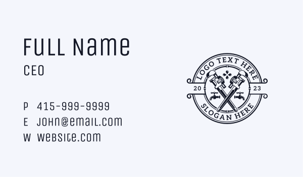 Blue Pipe Wrench Faucet Business Card Design Image Preview