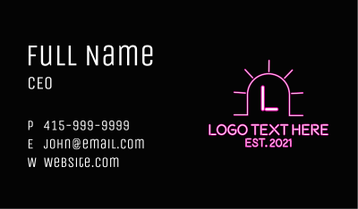 Bright Neon Bar Letter Business Card