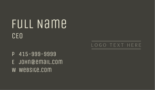 Unique Minimalist Wordmark Business Card Design Image Preview