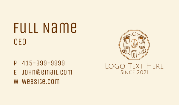 Coffee Cup Circle Business Card Design Image Preview