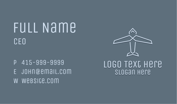Blue Geometric Aircraft Business Card Design Image Preview