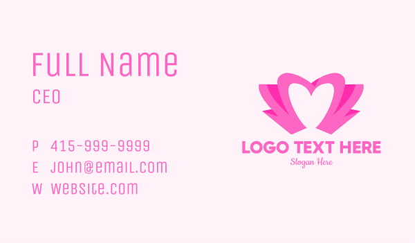 Pink Flower Bud Heart  Business Card Design Image Preview