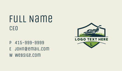 Lawn Care Grass Shield Business Card Image Preview