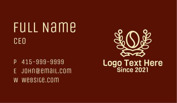 Coffee Plant Wreath  Business Card Design Image Preview