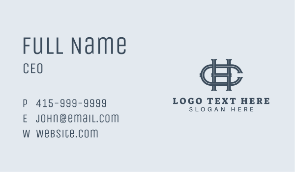 H & C Monogram Business Card Design Image Preview