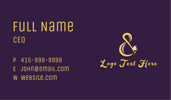 Stylish Script Ampersand  Business Card Design Image Preview