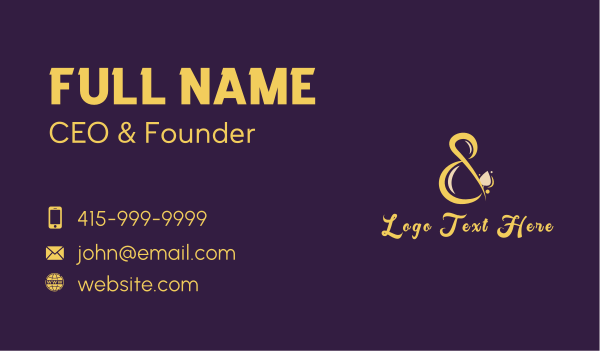 Stylish Script Ampersand  Business Card Design