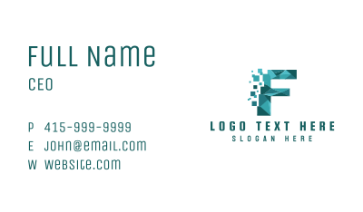 Pixel Technology Letter F Business Card Image Preview