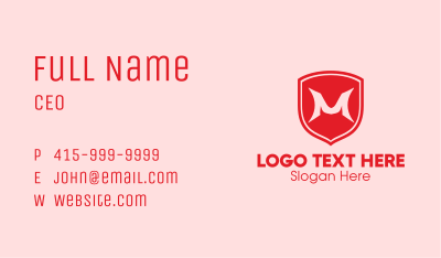 Red Shield Letter M Business Card Image Preview