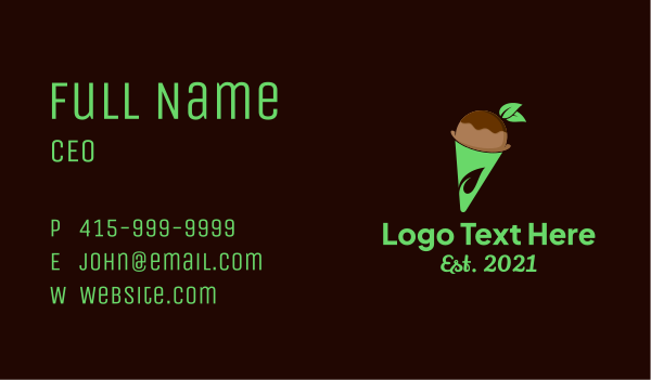 Organic Chocolate Ice Cream Cone Business Card Design