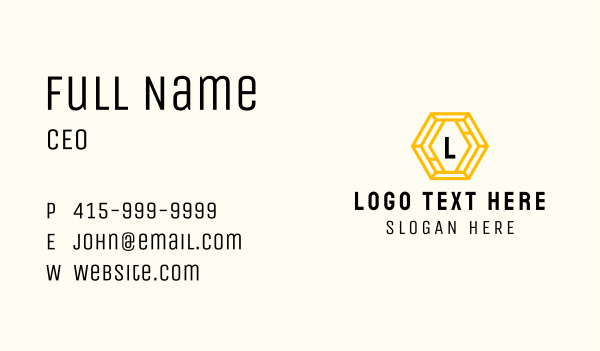 Yellow Hexagon Business Business Card Design Image Preview