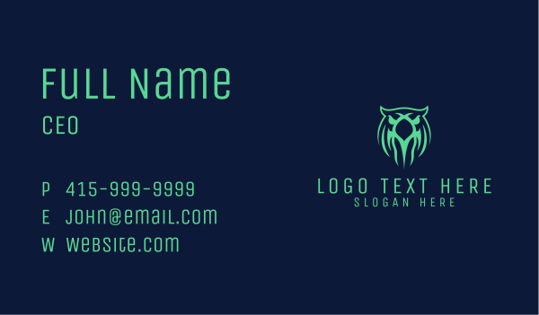 Green Owl Gaming Business Card Design Image Preview