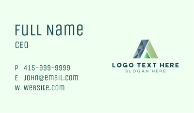 Green Geometric Letter A Business Card Image Preview